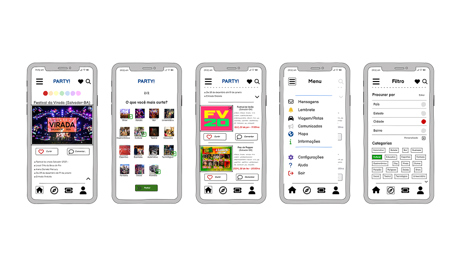 Wireframe da Party