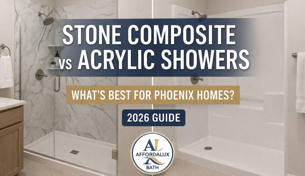 Stone composite vs acrylic shower comparison in Phoenix bathroom remodel