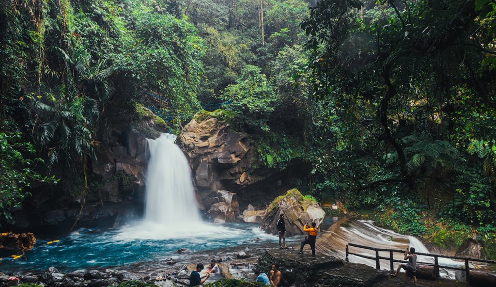 Lush Waterfall in Costa Rica Tropical Jungle Setting