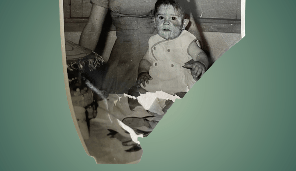 Example of a torn photo from mishandling