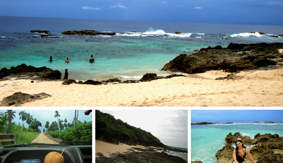 Trajeto e praias de Nuku’alofa, Tonga, com a autora durante a visita.