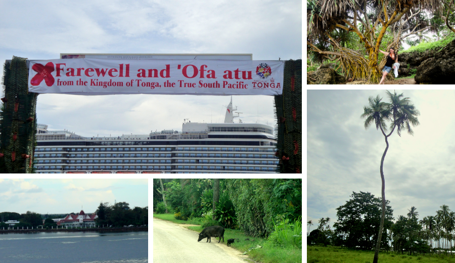 Partida do navio de Nuku’alofa, Tonga, mostrando cenários e natureza inesquecíveis.