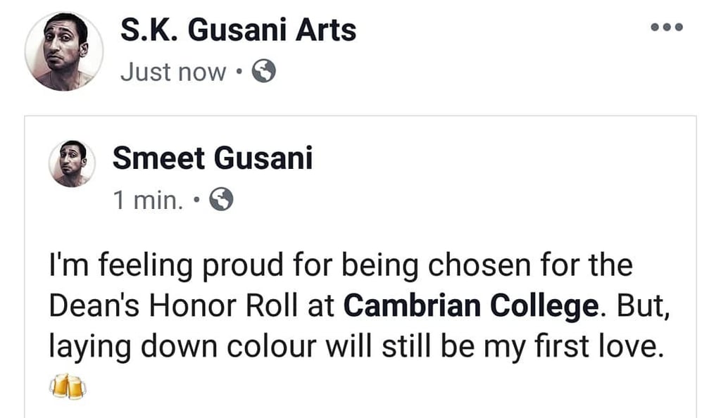 artist smeet k gusani social media post