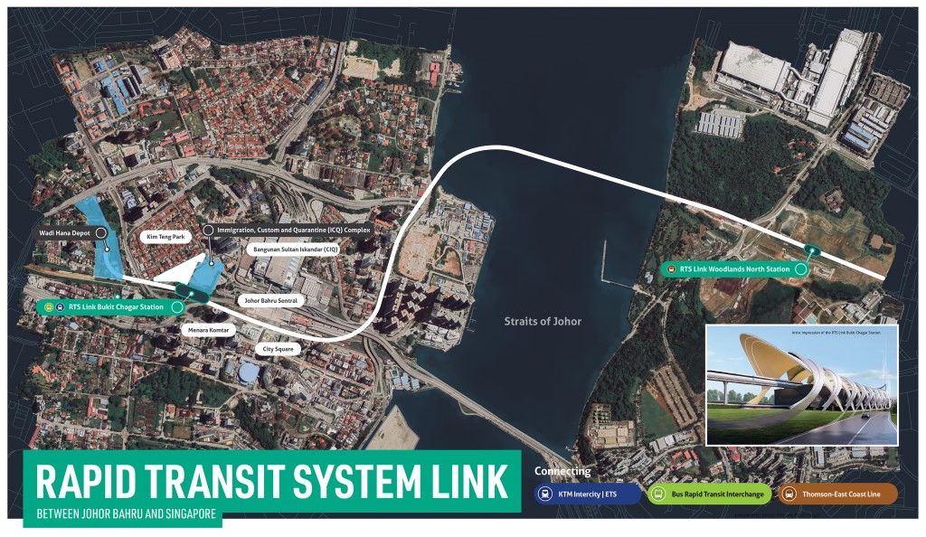 Alt Text: "Aerial view of RTS Bukit Chagar and Johor CIQ checkpoint"