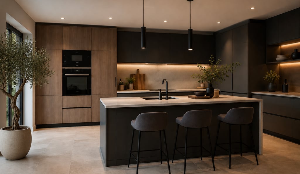 Cuisine sur mesure avec îlot central à Genève