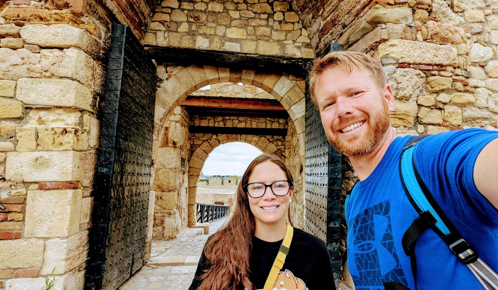 Don and Samantha in front of the Belgrade Fortress Gate in Belgrade Serbia