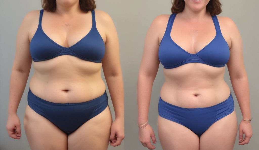 a woman in a bikini before and after photos weight loss