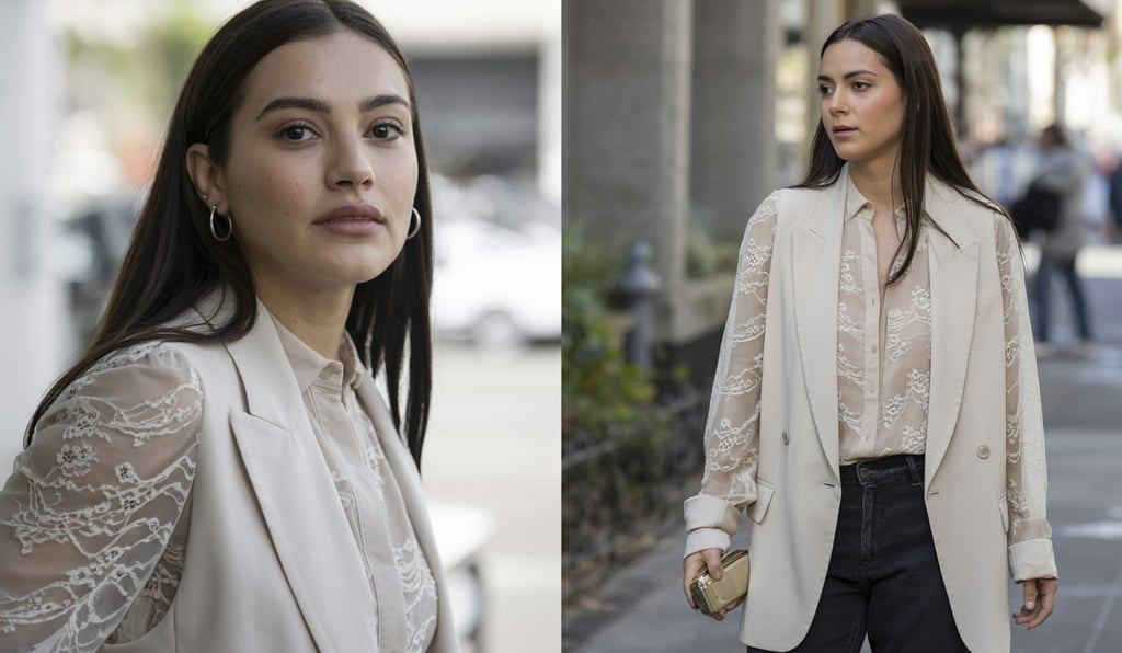 a woman in a white shirt and black pants