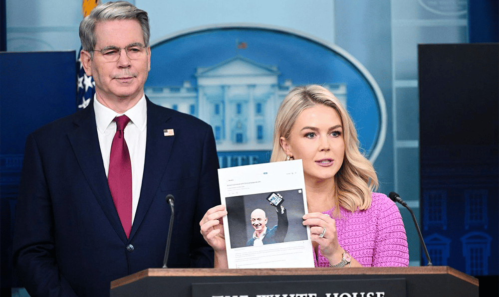 a man and woman standing in front of a podium