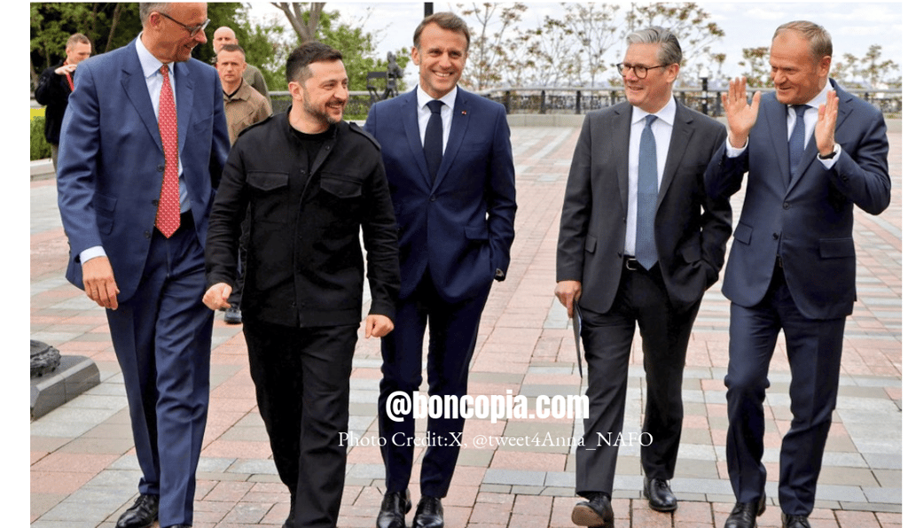 a group of men in suits and ties walking down a brick walkway