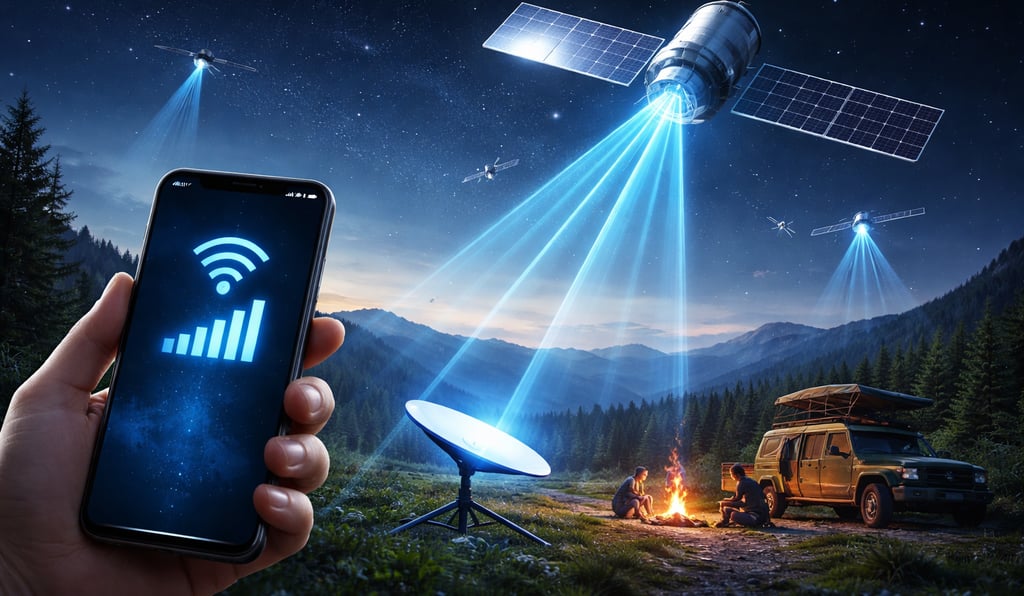 Conectividade Starlink sob o céu noturno