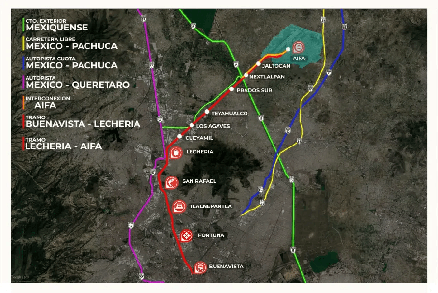 Ruta Tren Suburbano Conexión Lechería al AIFA