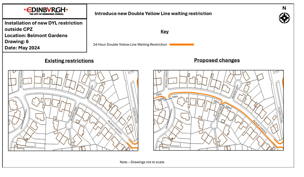 Plans for double yellow lines Belmont Gardens