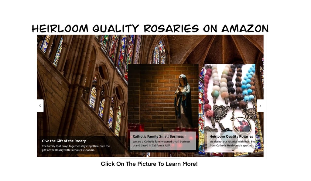 Image of inside a cathedral with heirloom Rosaries.