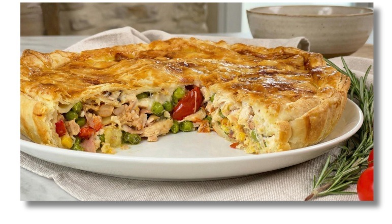 Torta salata pollo e verdure