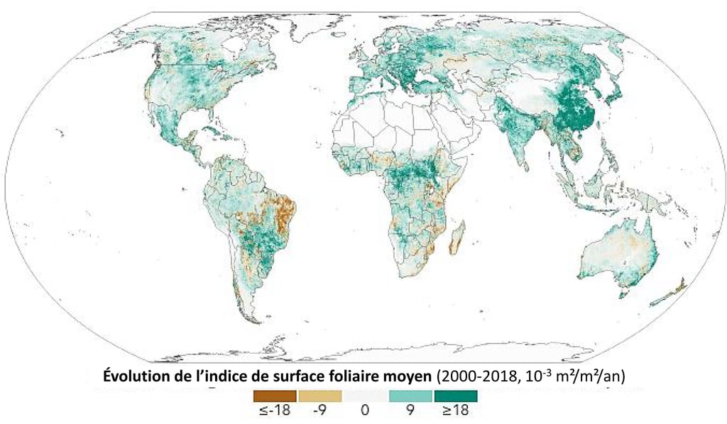 Carte mondiale du verdissement de la Terre