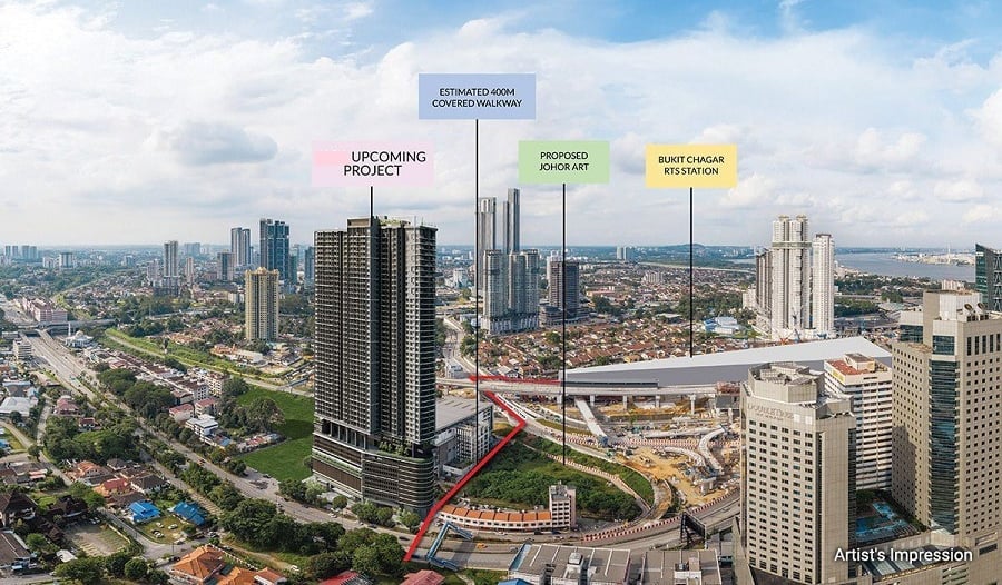 Properties within walking distance of the Bukit Chagar RTS station