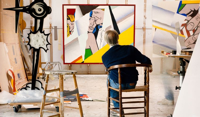 Roy Lichtenstein em seu estúdio-1990
