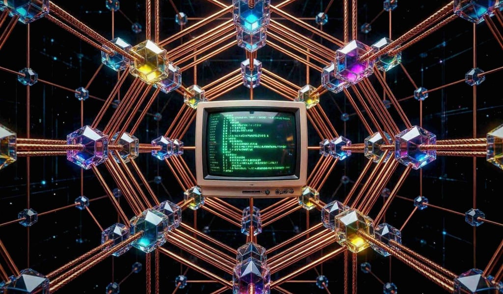 An ultra-high-definition abstract digital art piece depicting a complex, decentralized grid.