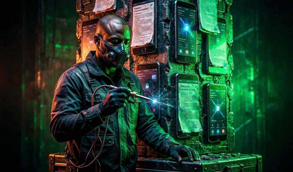 A hyper-realistic representation of Louis Rossmann and the Right to Repair movement.