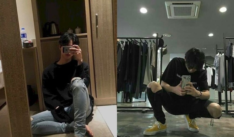 Tư thế đứng tựa lưng vào tường đầy cuốn hút cho các bạn nam