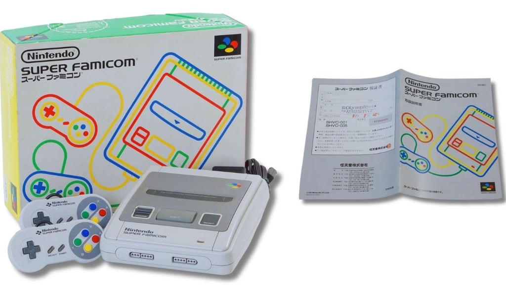  Console Super Famicom versão Japonês de 1990 com a caixa + manual