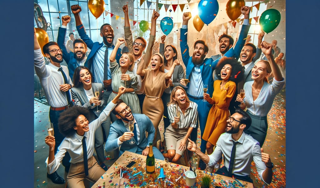 a group of people celebrating