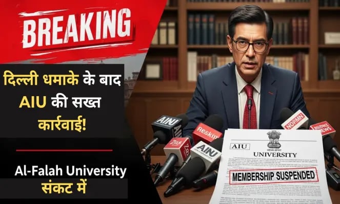 AIU द्वारा अल-फलाह यूनिवर्सिटी की सदस्यता निलंबित किए जाने पर आधारित न्यूज थंबनेल