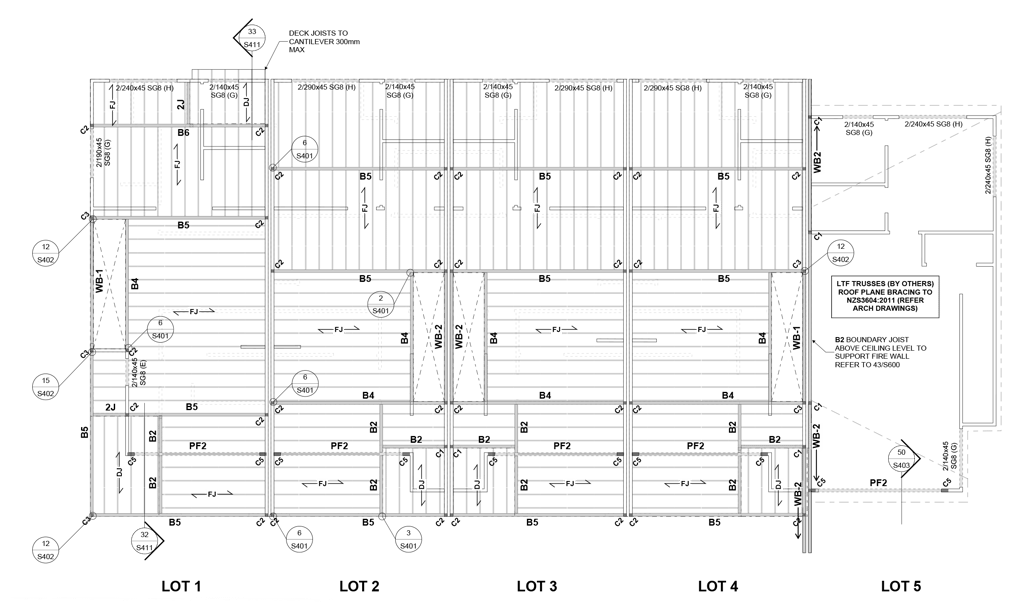 structural engineering floor plan for a residential project by Soma Structures