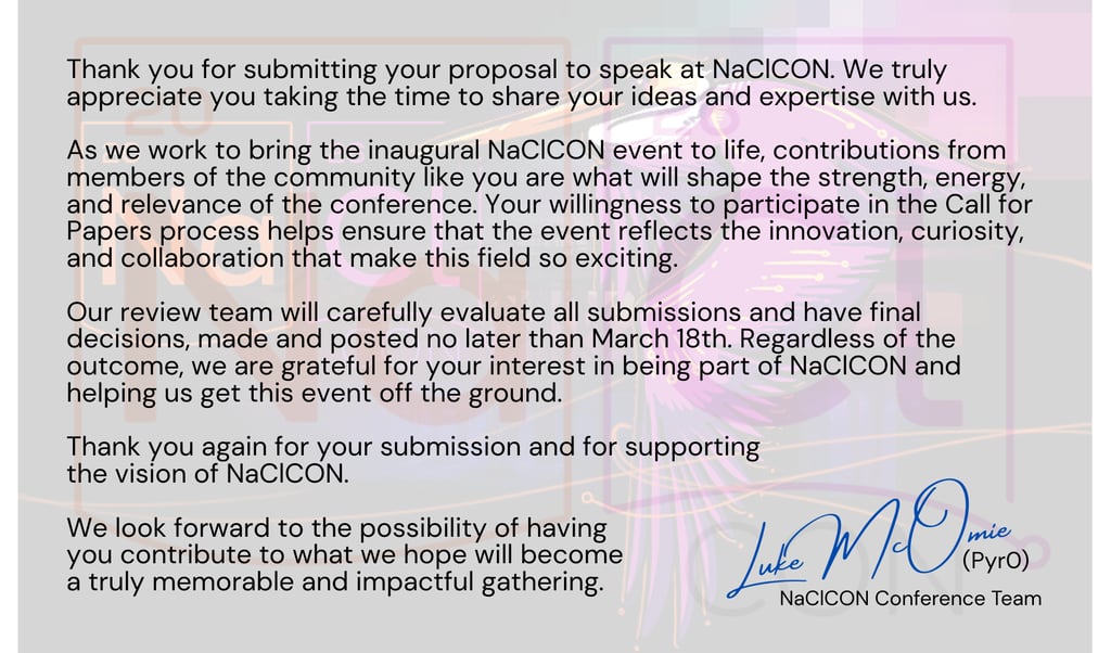 Thank you for submitting your proposal note