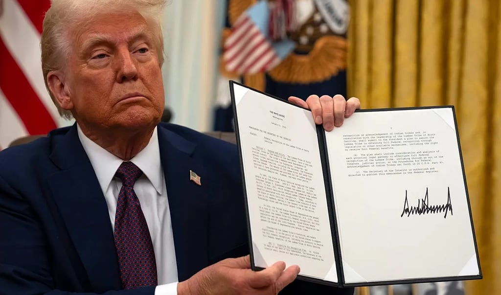 Trump assinando