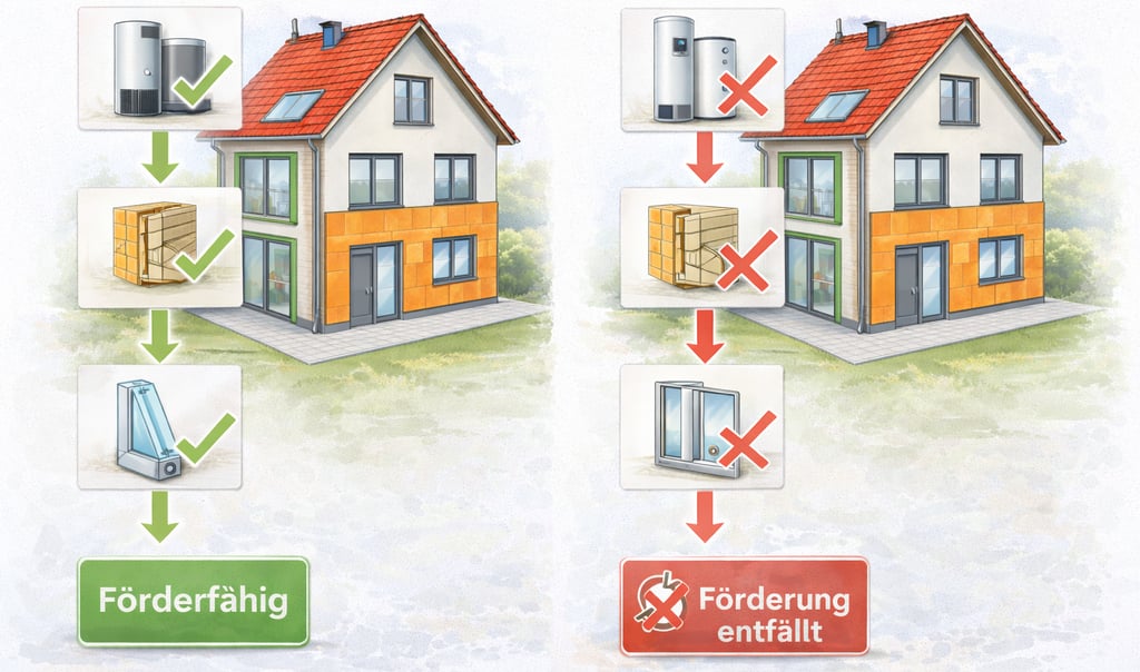 Richtige und falsche Reihenfolge von Sanierungsmaßnahmen mit Förderauswirkung