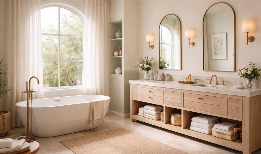 Calm, organized bathroom with spa-like design