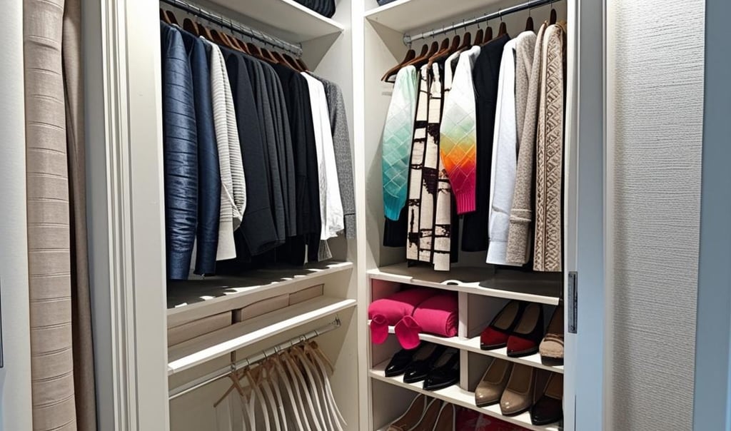 Modern closet organization with functional shelving