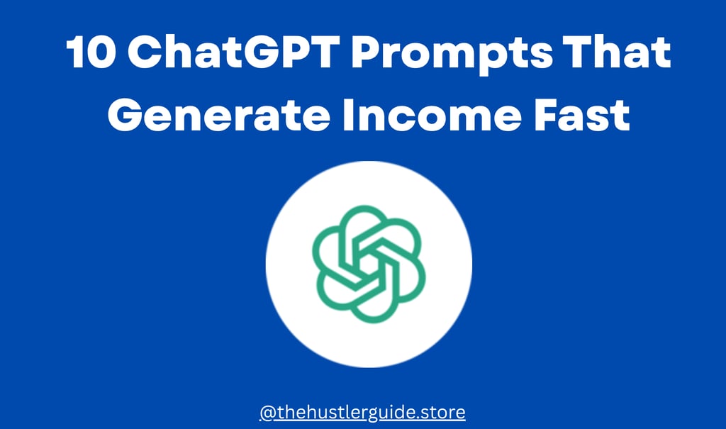 a blue background with the words 10 chatGPT prompts that generate income fast
