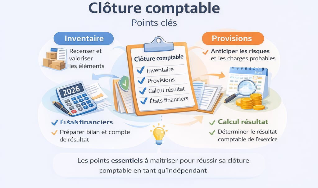 Clôture comptable pour indépendant : inventaire, provisions et étapes clés