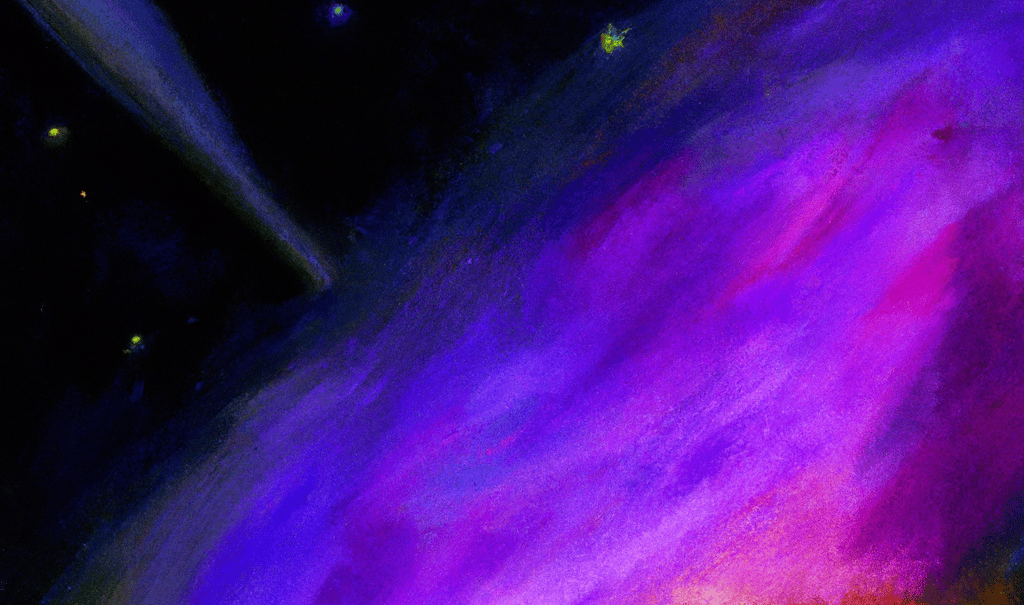 a painting of a purple and yellow galaxy - like object