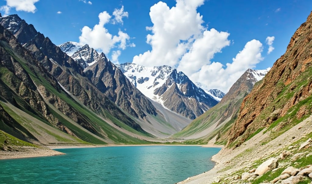 Beautiful view of lake saif ul malook with Himalayan mountains in background 