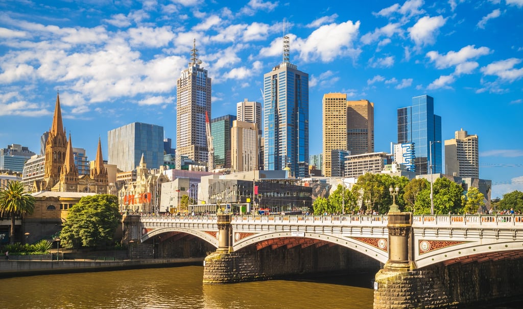 Melbourne city skyline in Victoria, Australia