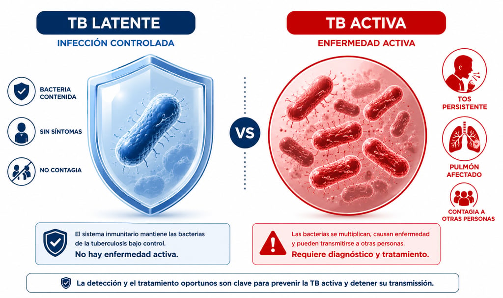 comparativa entre tuberculosis latente y tuberculosis activa