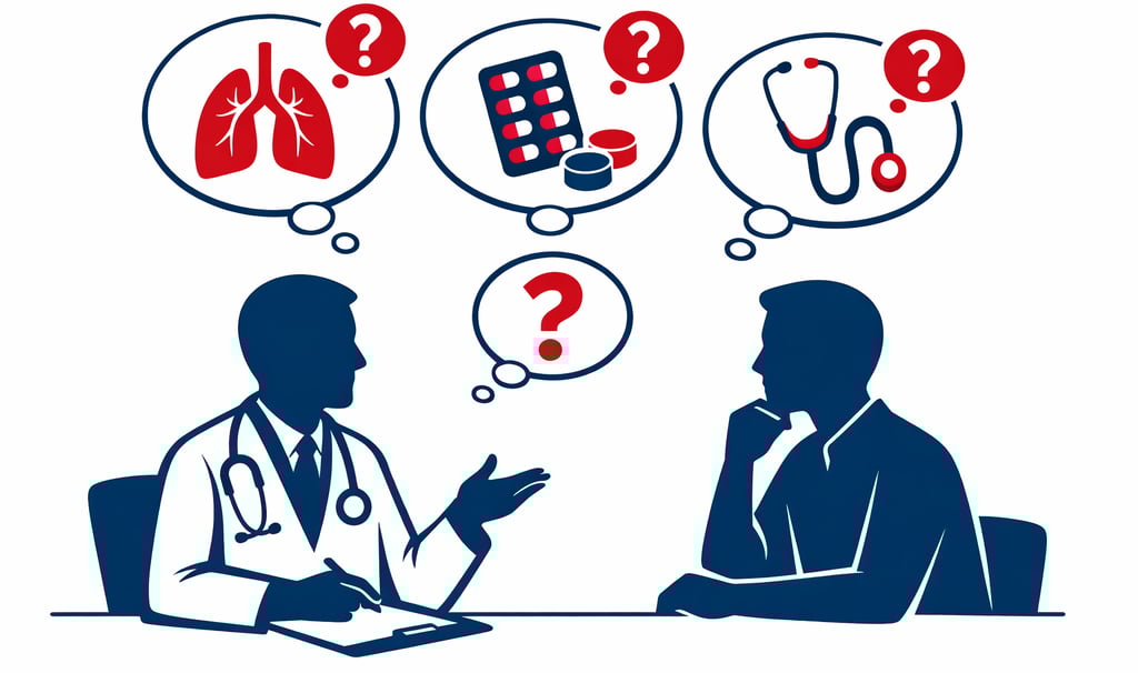 Médico respondiendo preguntas frecuentes sobre tuberculosis a paciente en consulta