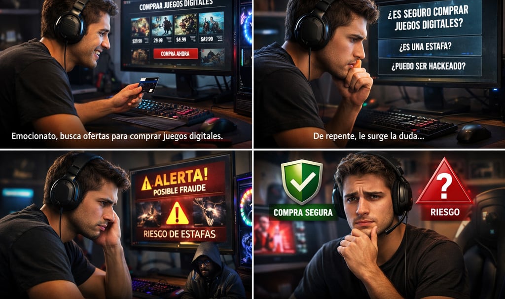 A gamer considers the safety of buying digital games online while avoiding potential fraud and scams.