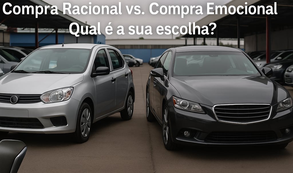 Carros lado a lado em pátio de revenda: à esquerda, hatch prateado popular e econômico; à direita, s