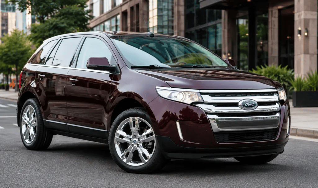 Ford Edge Limited 2014 estacionado em rua urbana com visual frontal e acabamento cromado