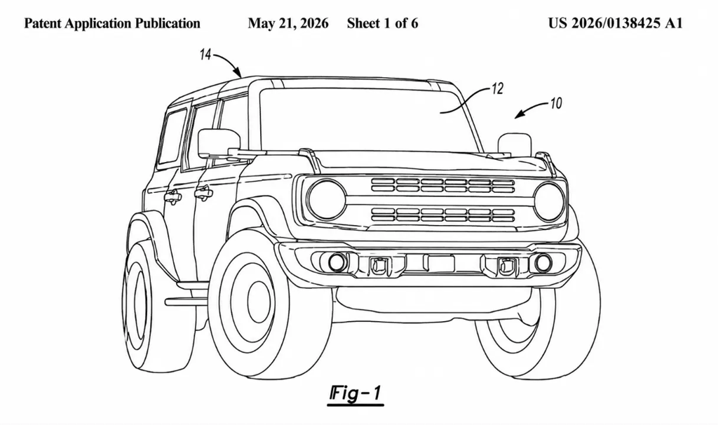 Desenho da patente revela novo conceito de teto para o Ford Bronco