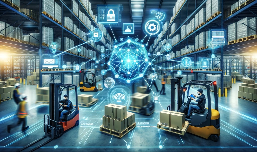 a forklift truck with a man in a warehouse