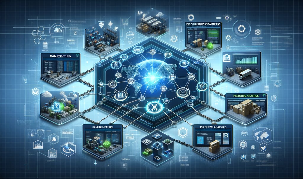 a screen with nodes of a supply chain