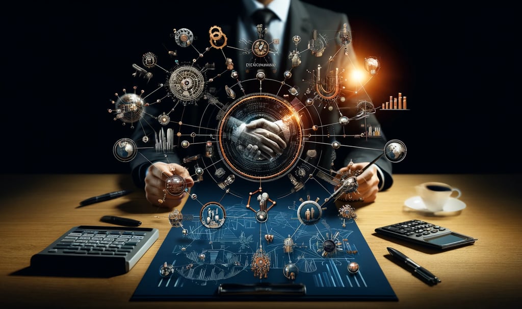a man in a suit and tie is holding a clock