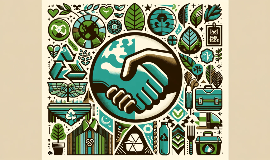 a poster of a handshake with a green globe