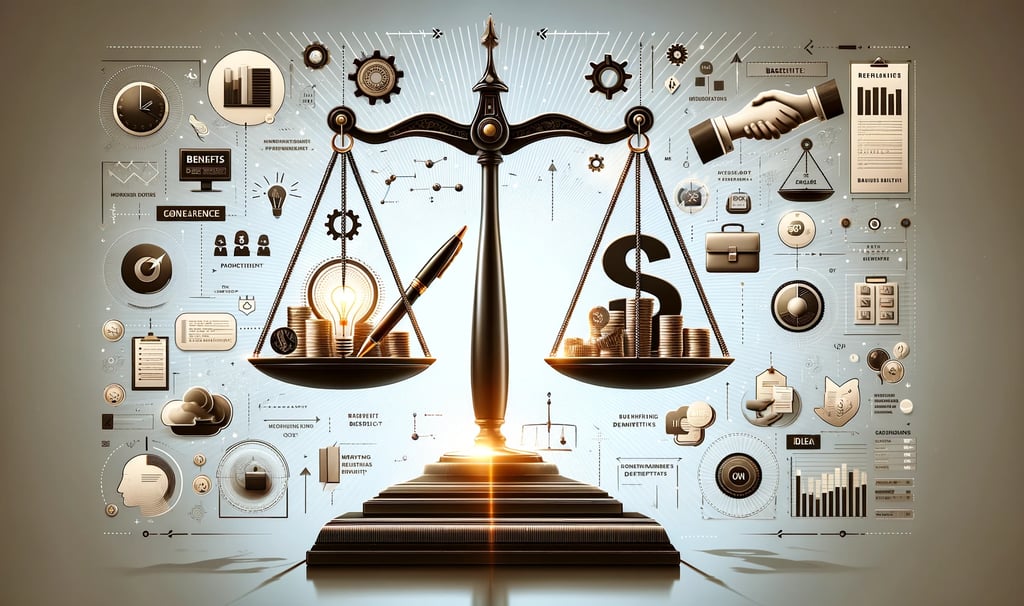 a balance with procurement symbols
